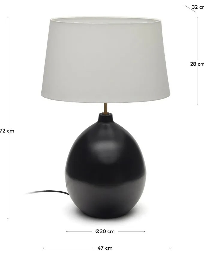 Czarno-biała lampa stołowa z tekstylnym kloszem (wysokość 72 cm) Foixa – Kave Home