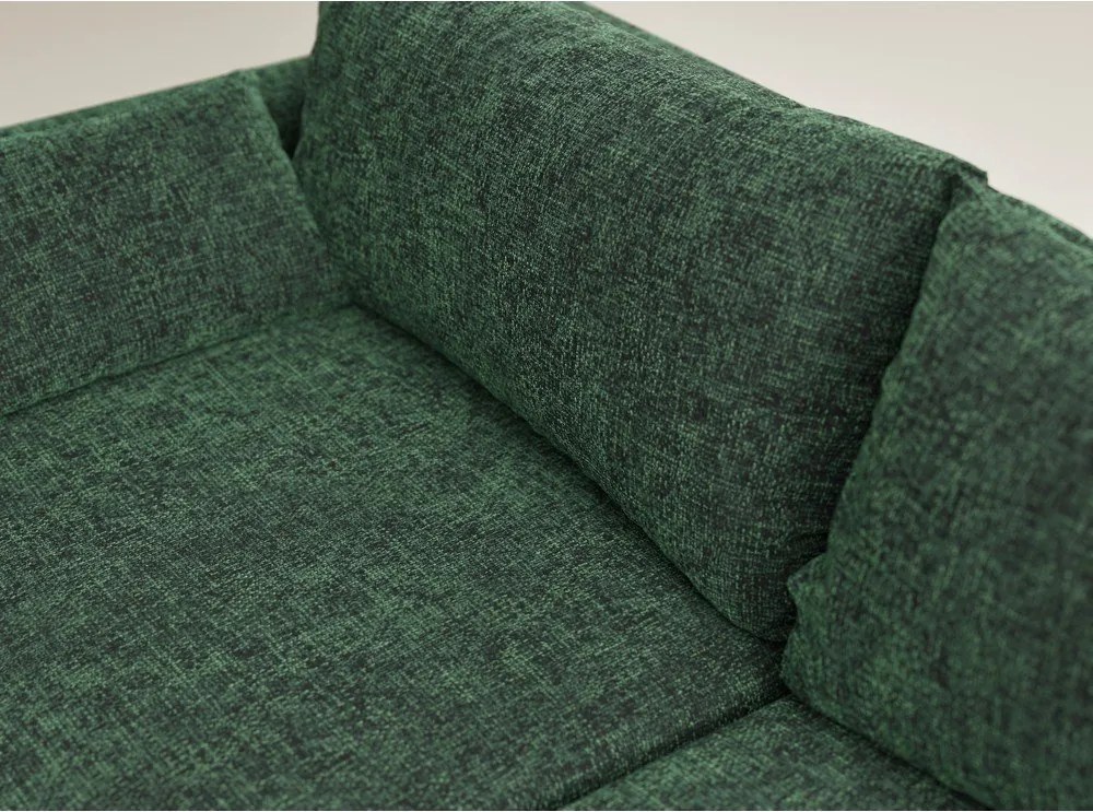 Ciemnozielony rozkładany/ze schowkiem narożnik z tkaniny szenilowej (prawostronny/z szezlongiem) Leon – Maison de Rêve