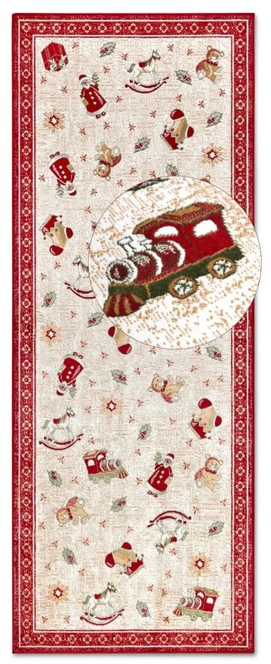 Czerwony chodnik z mieszanki bawełny ze świątecznym motywem 80x200 cm Toy's Delight Red Christmas – Villeroy&Boch