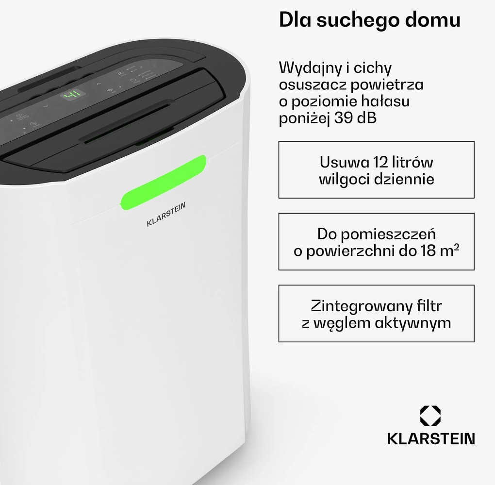 Klarstein AeroDry Smart 12L/24h 2,5L Osuszacz powietrza Biały