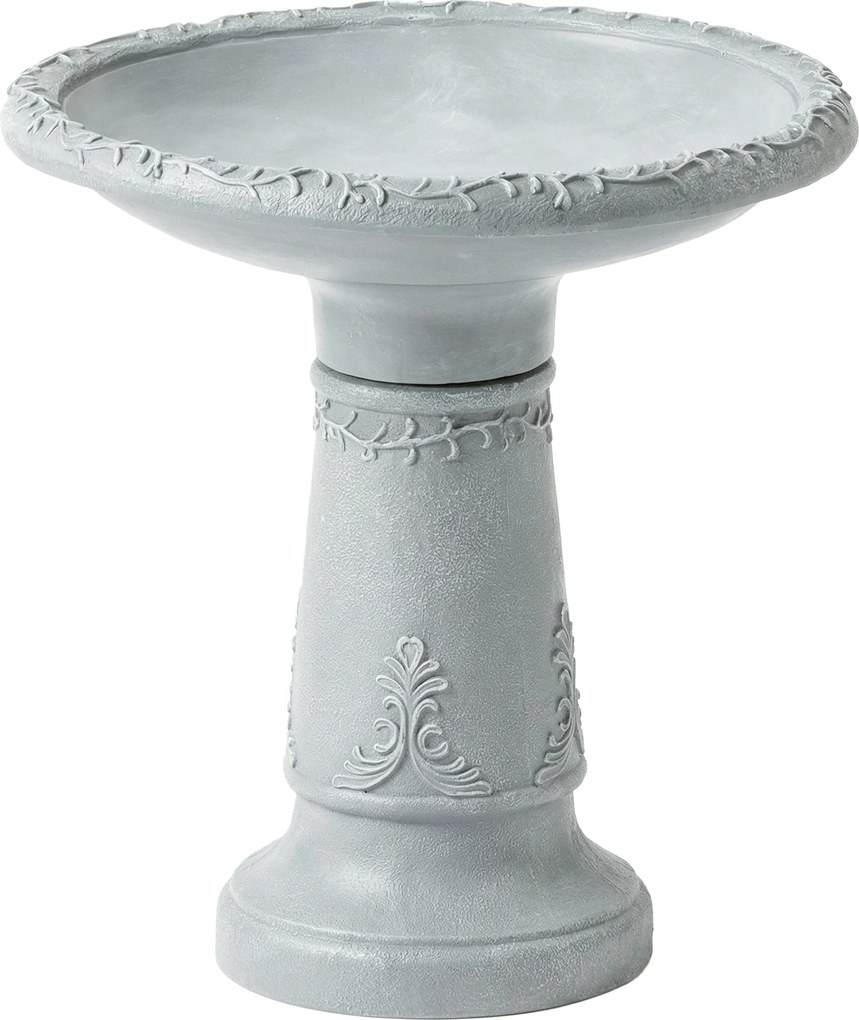 Outsunny Poidło dla ptaków z żywicy, zewnętrzne, okrągłe, 51 cm, imitacja kamienia, stojący karmnik, szare | Aosom PL