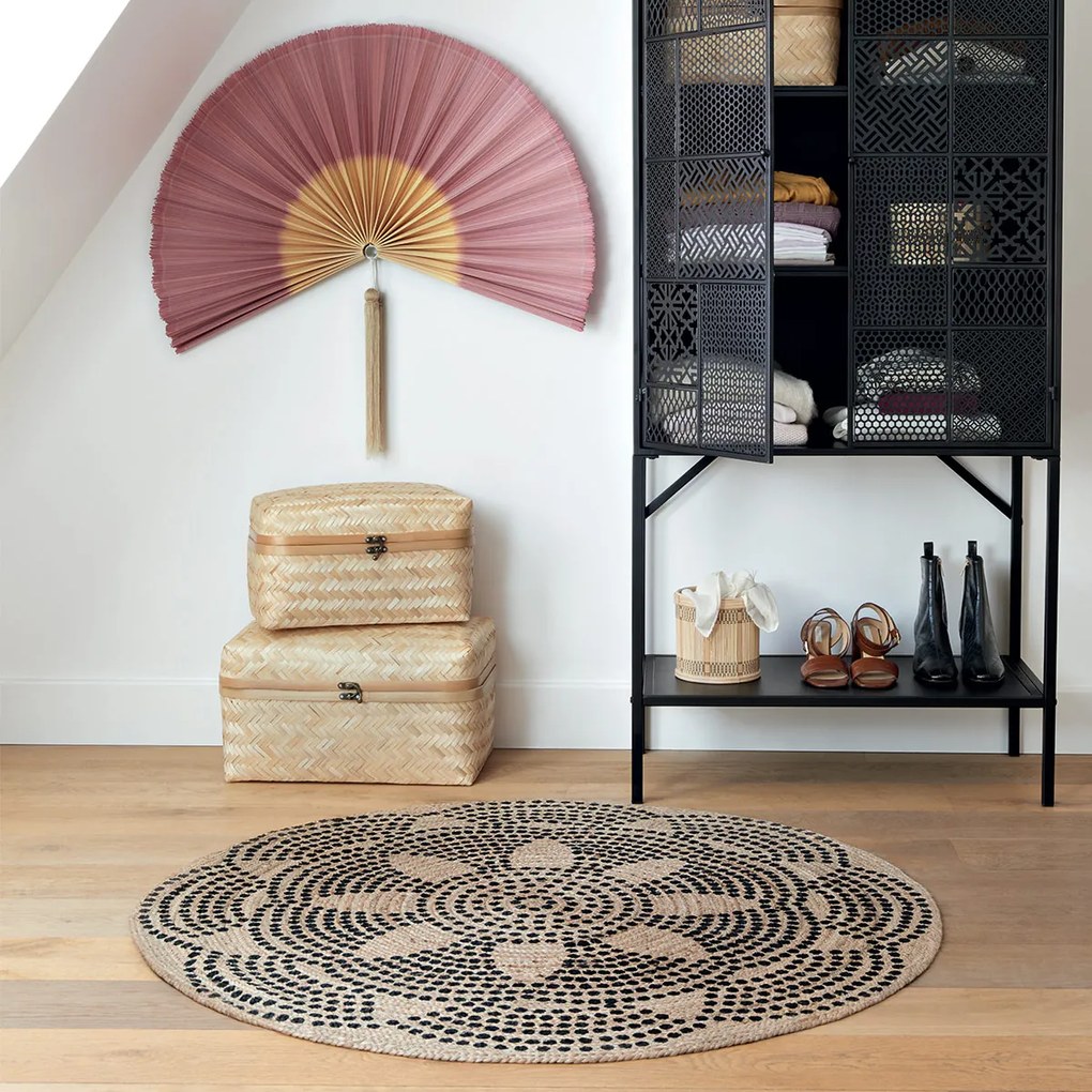 Dywan z juty okrągły, Ø 120 cm, geometryczny wzór
