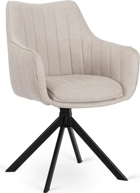 Krzesło Tapicerowane Obrotowe do Salonu MUMBAI Kremowe Nowoczesne