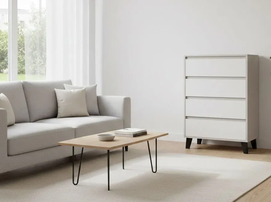 Komoda w stylu skandynawskim kaszmir + biały B5-F18
