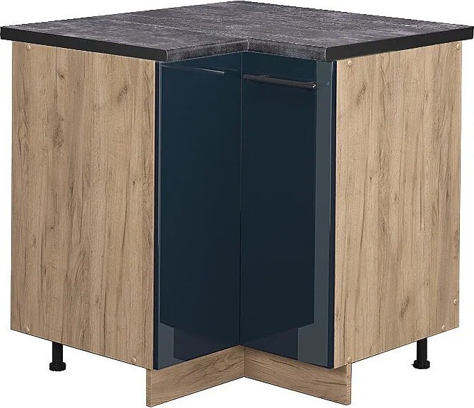 Szafka narożna ciemnoniebieski wysoki połysk 80.5x60x82 fame-line