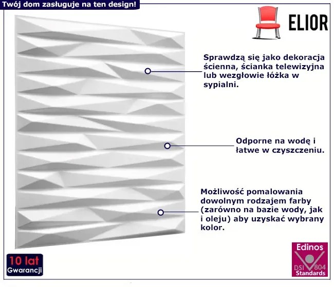 12 sztuk białych paneli ściennych z efektem 3D - Olexis 11X