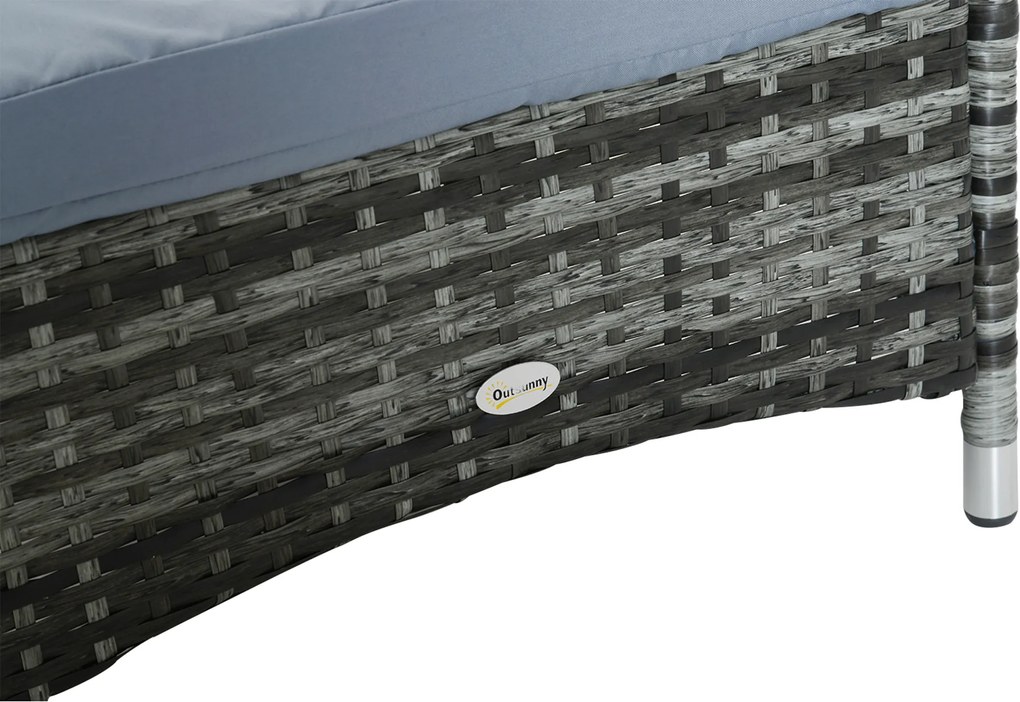 Outsunny leżak ogrodowy, leżak rattanowy, leżak do opalania, rattan polietylenowy+metal, kolor szary, 200x73x30-103cm
