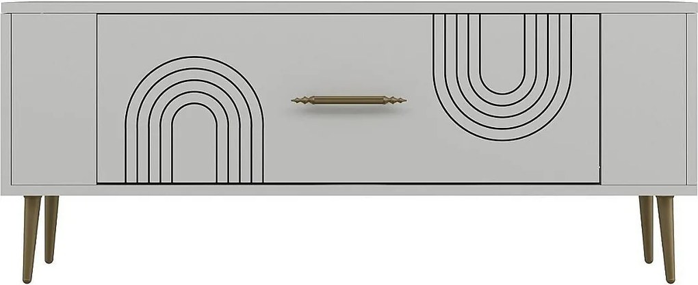 Szafka pod telewizor – 120 cm x 48,2 cm x 26,4 cm – biało-złota – płyta wiórowa