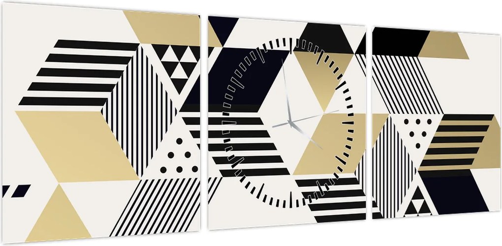 Obraz - Kształty geometryczne N⁰1 (z zegarem) (90x30 cm)
