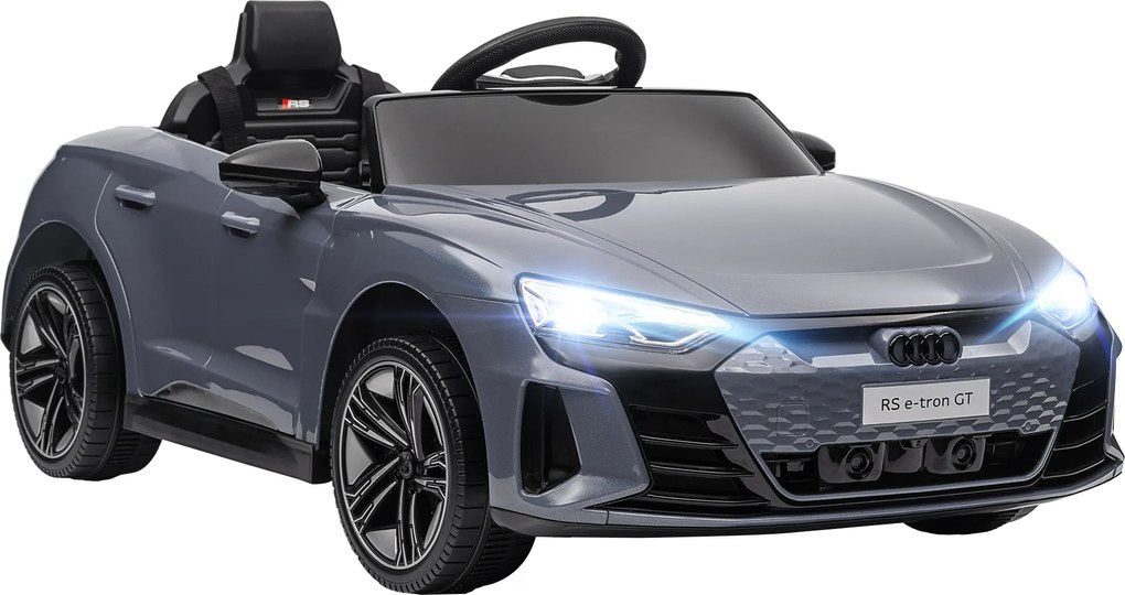 HOMCOM Elektryczne auto dla dzieci z pilotem, pasem bezpieczeństwa, sygnałem dźwiękowym, muzyką, reflektorami, do 5 km/h, 3-5 lat, Szary