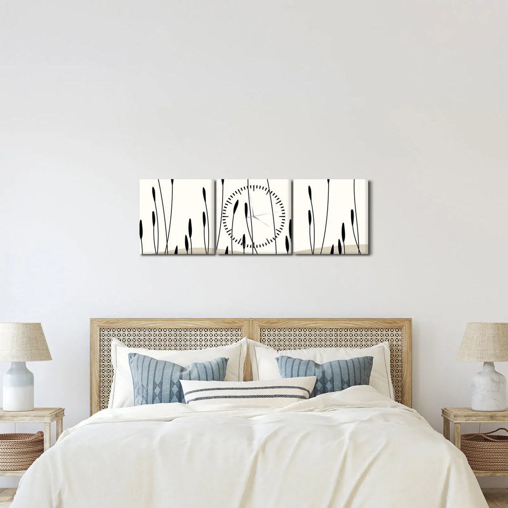 Obraz - Łąka graficzna N⁰3 (z zegarem) (90x30 cm)