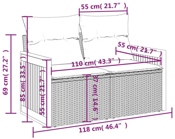 Sofa ogrodowa z czarnymi poduszkami Lizzana