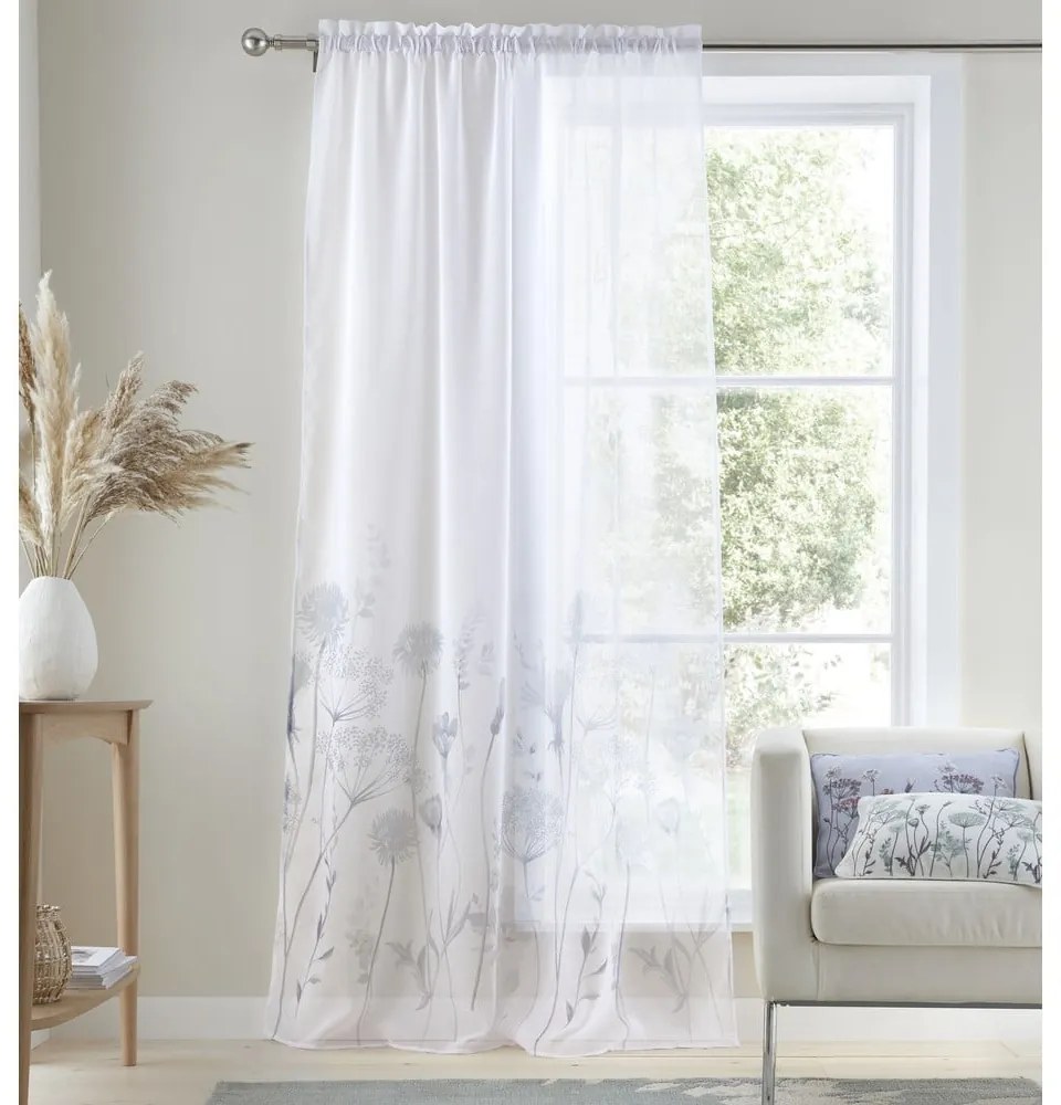 Biała firana 183x140 cm Meadowsweet Floral – Catherine Lansfield