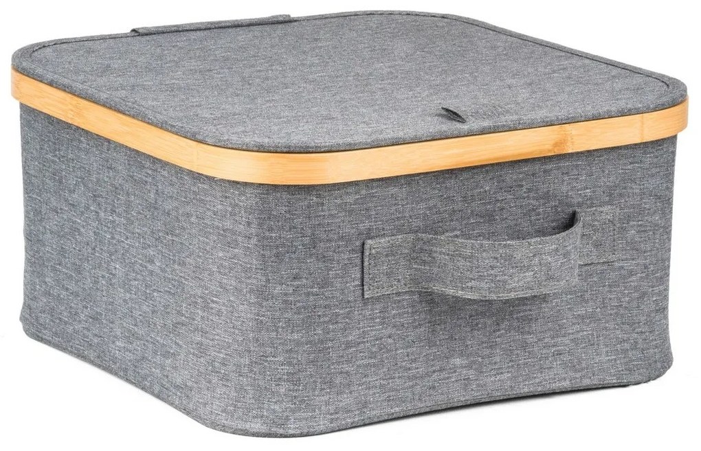 Pojemnik do przechowywania G21 30 x 30 x 15 cm,bambusowy z pokrywką, szary