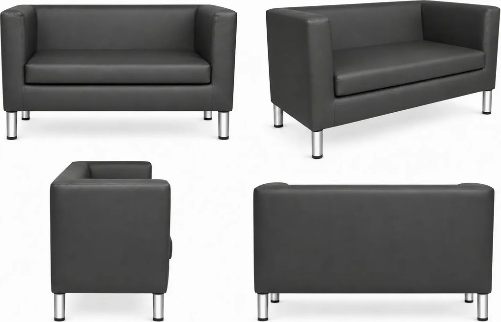 Sofa Monaco : Kolor nogi - Chrom, Kolor tkaniny - EKO-SKÓRA - 23D, Typ tkaniny - Eko-skóra , Wysokość nogi - 15 cm