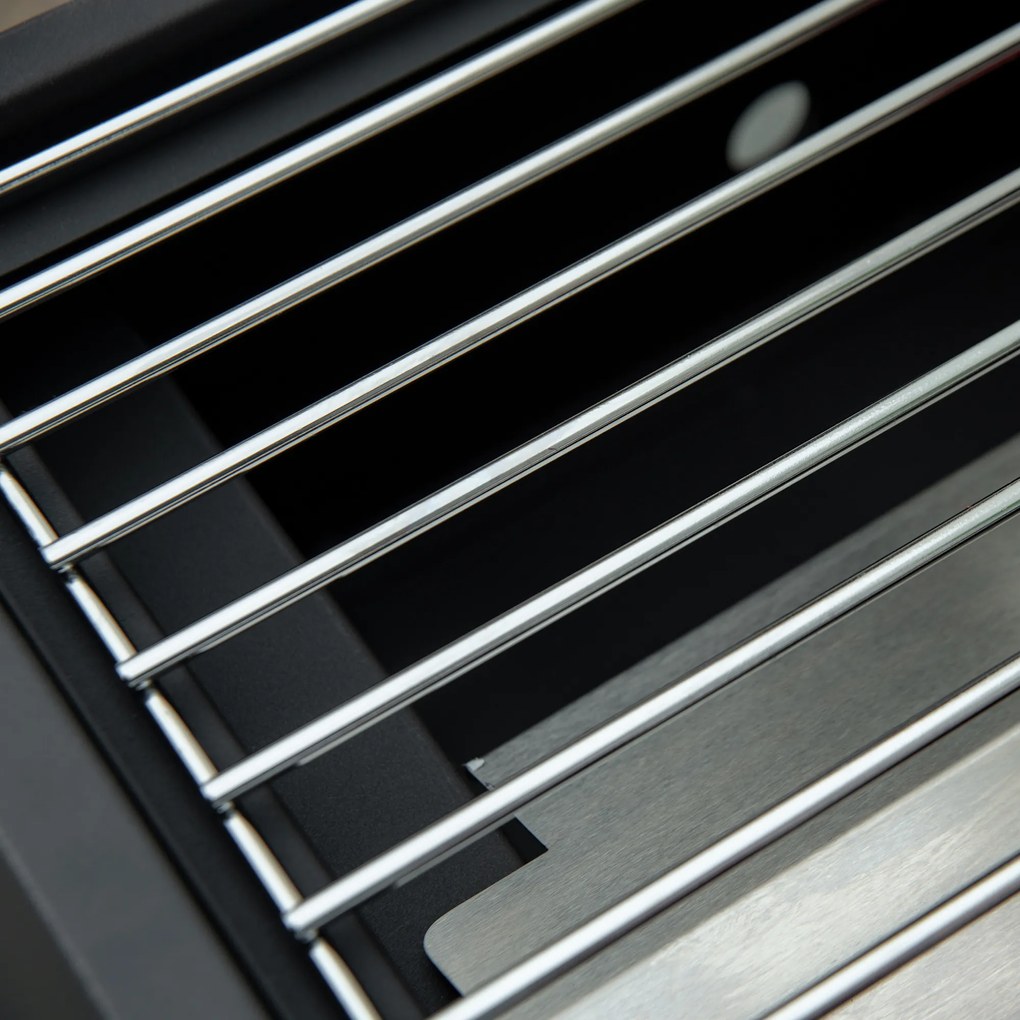 Outsunny mobilny grill gazowy BBQ z 2 palnikami stal węglowa kolor czarny 55 x 46,5 x 41 cm