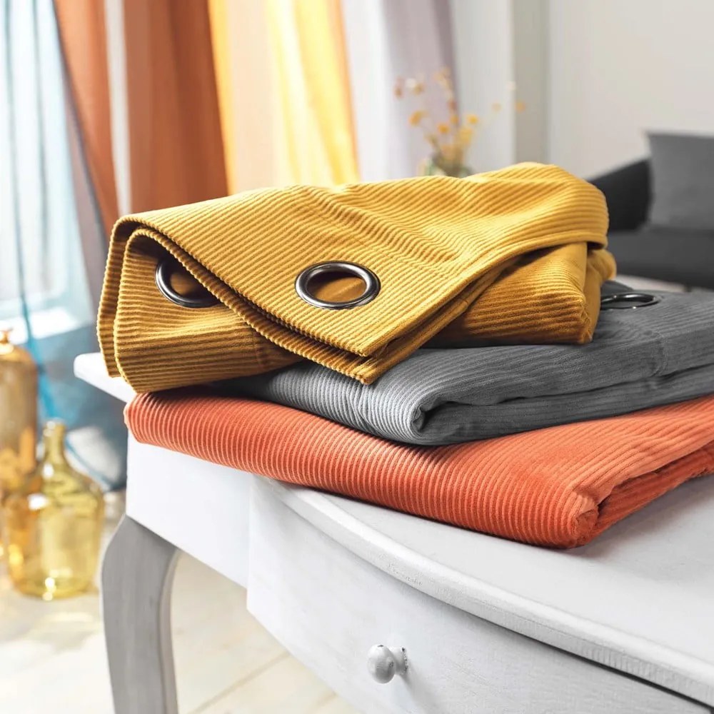 Zielona sztruksowa zasłona 140x260 cm Casual – douceur d'intérieur