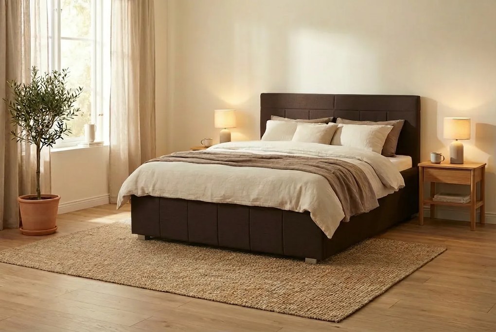 Łóżko RAM 180x200 cm Ciemny brąz Bez materaca