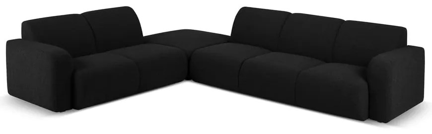 Czarny narożnik z materiału bouclé (lewostronny) Molino – Micadoni Home