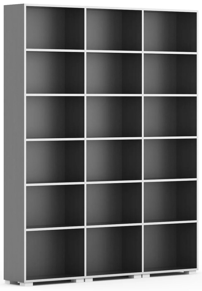Biblioteka SILVER LINE, 3 kolumny, 2230 x 1800 x 400 mm, grafit