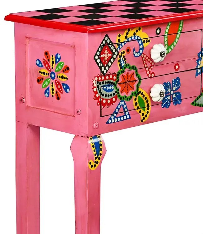 Różowa konsola z szufladami T9-W42