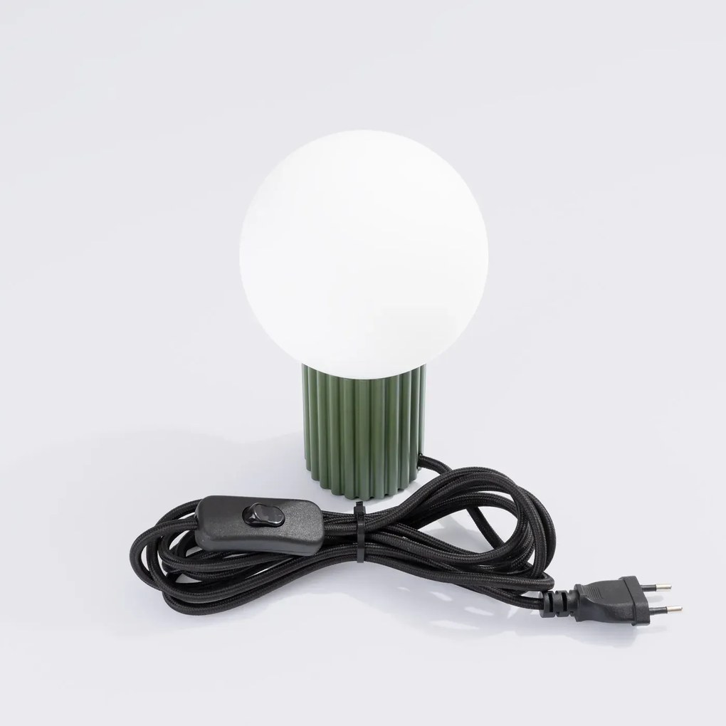 Lampa biurkowa HALO zielona oliwka ryflowana SOLLUX  LIGHTING