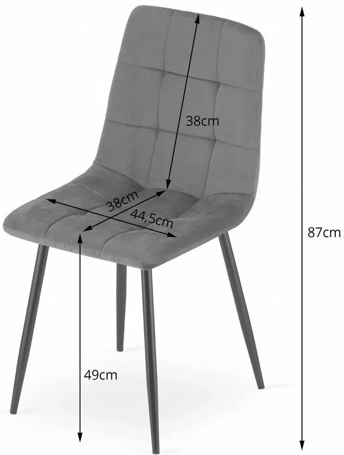 Komplet 4 krzeseł ciemnoróżowych welurowych do stołu M3-L48