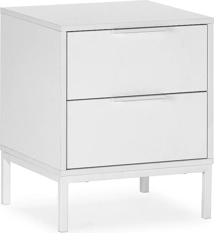 Stolik nocny Auri z dwoma szufladami, kolor biały.