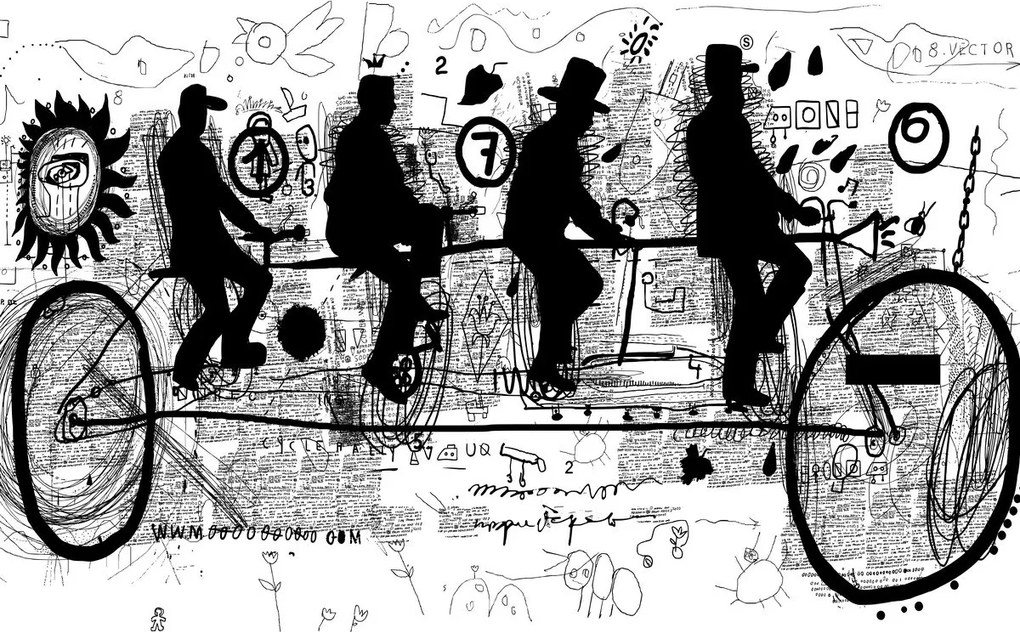 Fototapeta - Sztuka uliczna - przejeżdżający obok (196x136 cm)