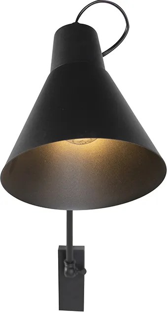 Designerska lampa ścienna czarna regulowana - Luna