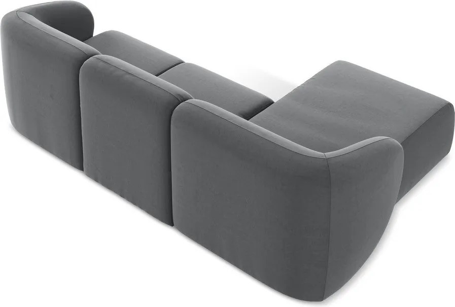 Szary aksamitny narożnik (lewostronny/z szezlongiem) Lani – Makamii