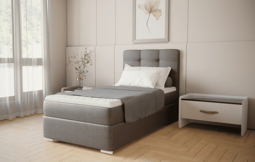 Czarne łóżko jednoosobowe Bruno 100cm, nowoczesny design pasujący do każdej sypialni, wygodny materac, Cosmic 100, lewe