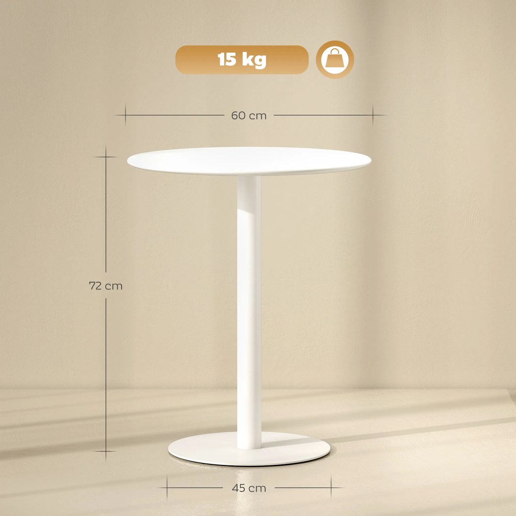 HOMCOM Okrągły stół dla 2 osób, Stal, do wnętrz i na zewnątrz, Biały