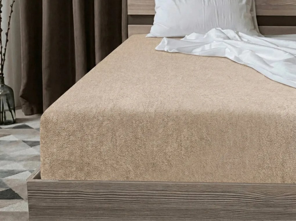 PrzytulneMieszkanie.pl Prześcieradło frotte EXCLUSIVE beżowe 200x220 cm