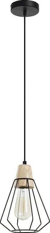 Lampa sufitowa ELGA w stylu nowoczesnym - wys. 120 cm - E27 60W - stal i drewno - czarny - ip20