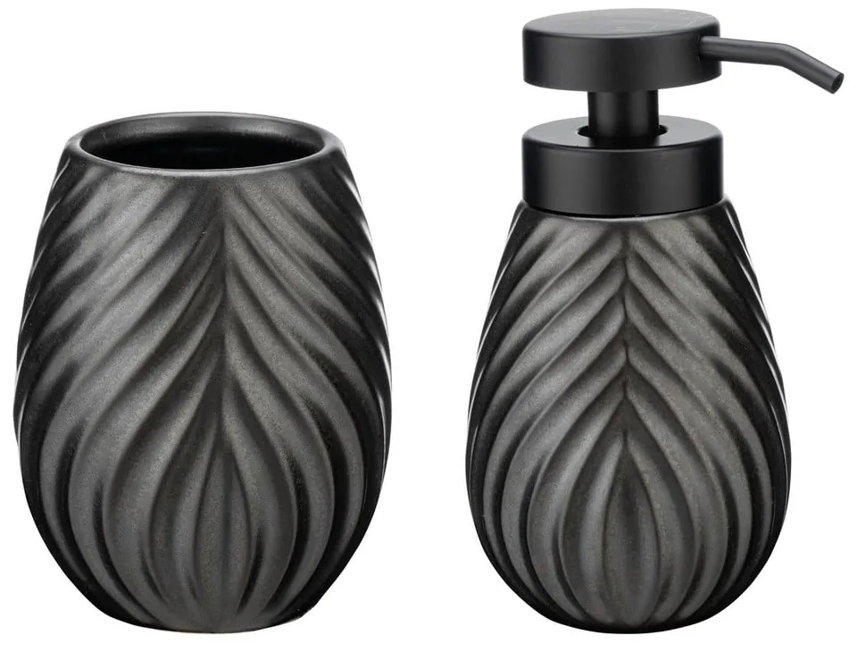 Antracytowy ceramiczny zestaw akcesoriów łazienkowych Idro – Wenko