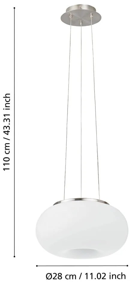 Lampa wisząca w biało-srebrnym kolorze ze szklanym kloszem ø 28 cm OPTICA – EGLO
