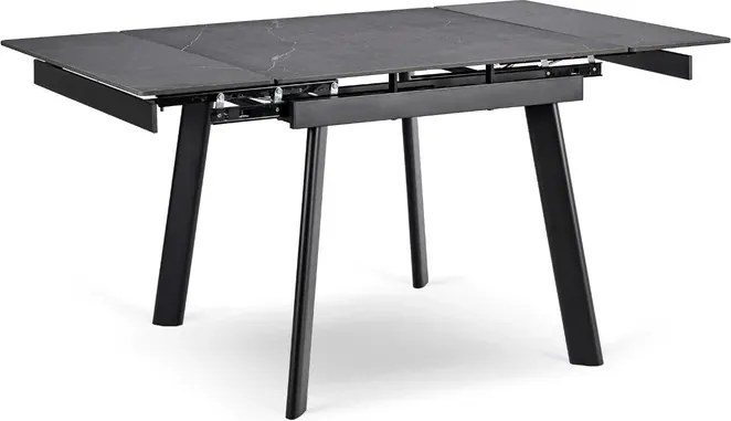 Stół Rozkładany Kwadratowy LARES 90-150 cm Ceramiczny Czarny Marmur/Czarny Loft