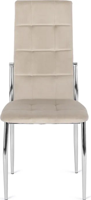 Krzesło Tapicerowane do Jadalni MOLLY Beżowe Welurowe Nowoczesne