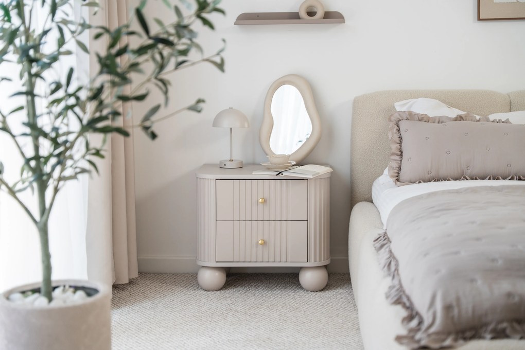 Zestaw szafek nocnych Vesper 56 cm - kaszmir / złote uchwyty / nogi kule