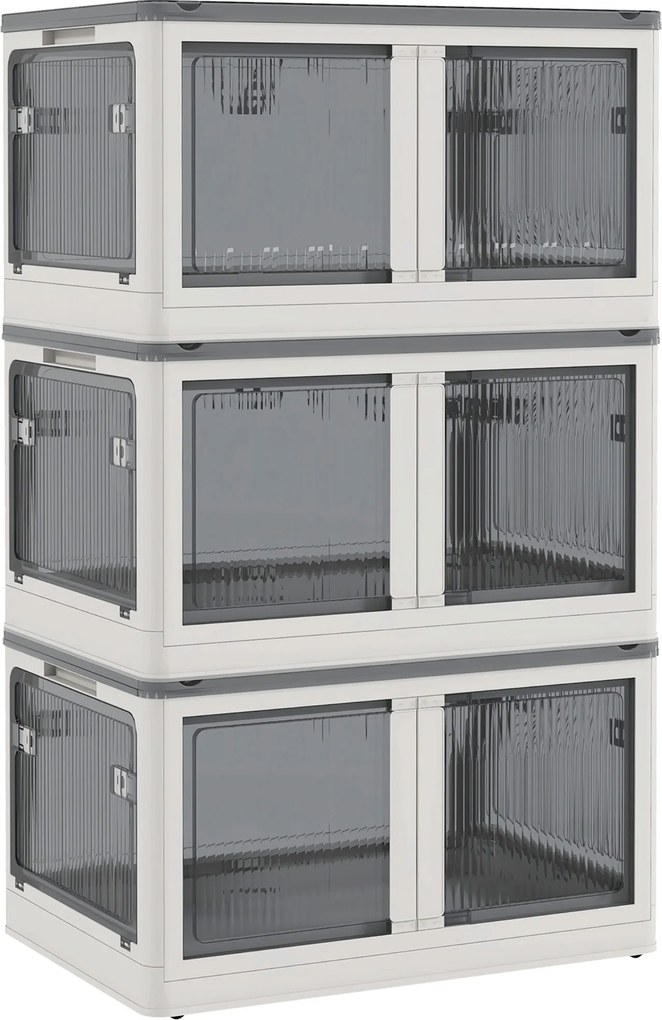 HOMCOM Pojemnik na przechowywanie 69L z kółkami Składana biała skrzynia z dostępem z 5 stron | Aosom PL