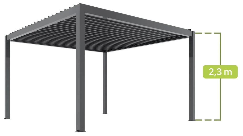 PERGOLA OGRODOWA ELEKTRYCZNA LUXE 3X4X2.3M ALUMINIOWA Z OŚWIETLENIEM LED ANTRACYT