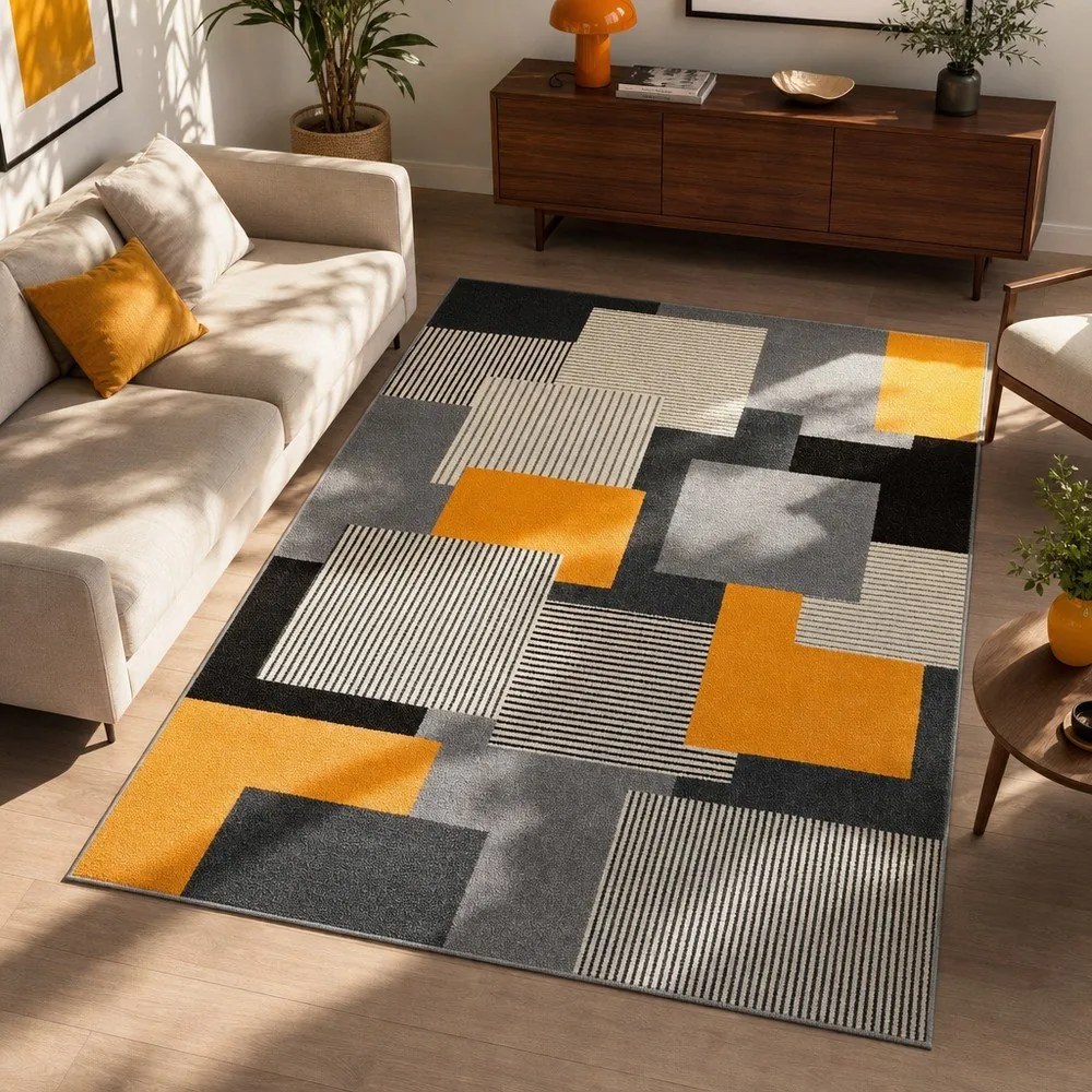 Szaro-pomarańczowy dywan Universal Leo Square, 160x230 cm