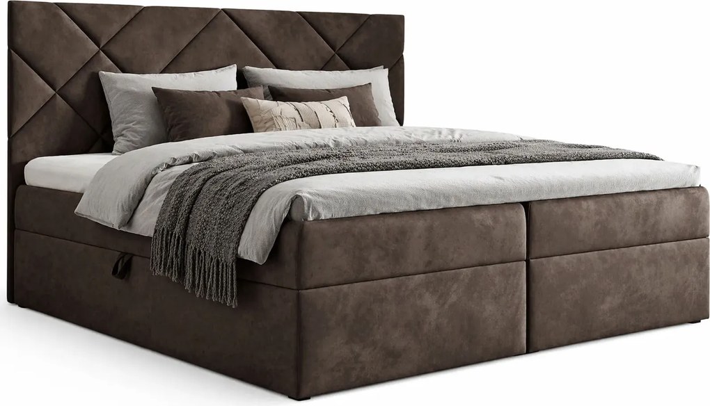 Ciemnobrązowe łóżko pikowane 5 rozmiarów M6-T27