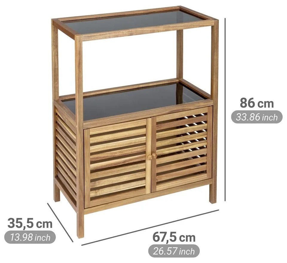 Czarno-naturalna niska szafka łazienkowa z litego drewna akacjowego 67,5x86 cm Fondi – Wenko