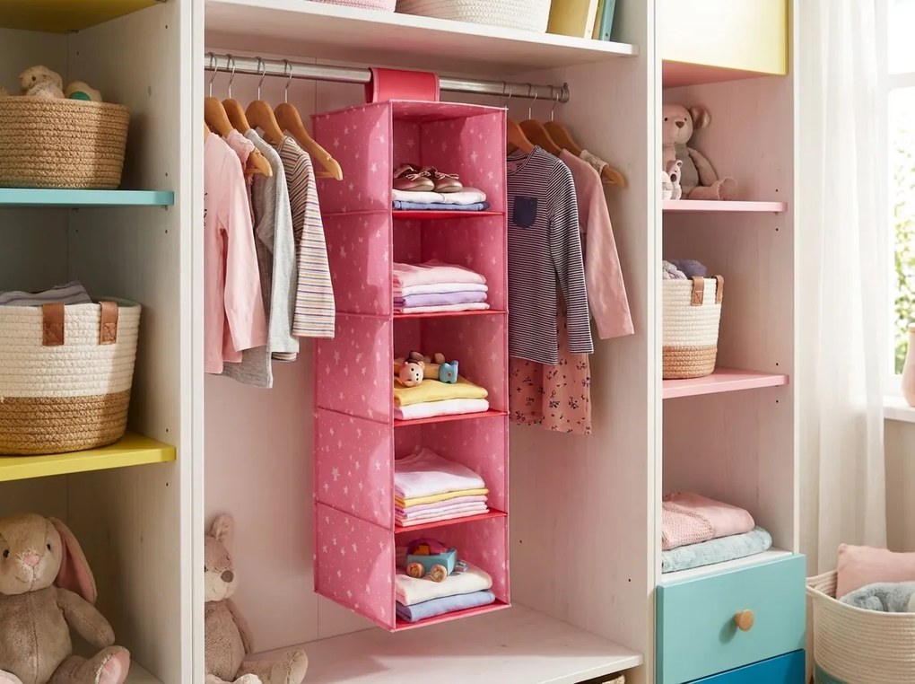 Wiszący organizer do szafy STELLA 95 cm, różowy