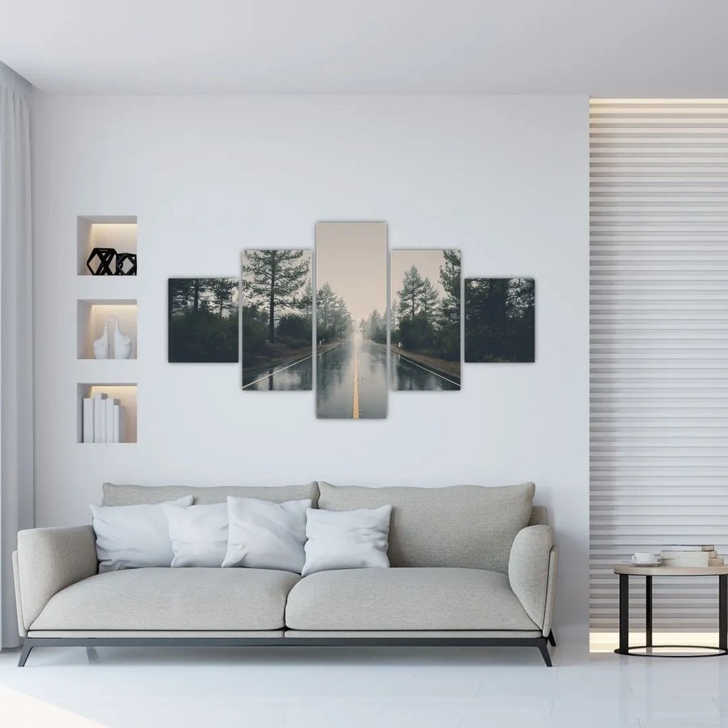 Obraz drogi w deszczu (125x70 cm)