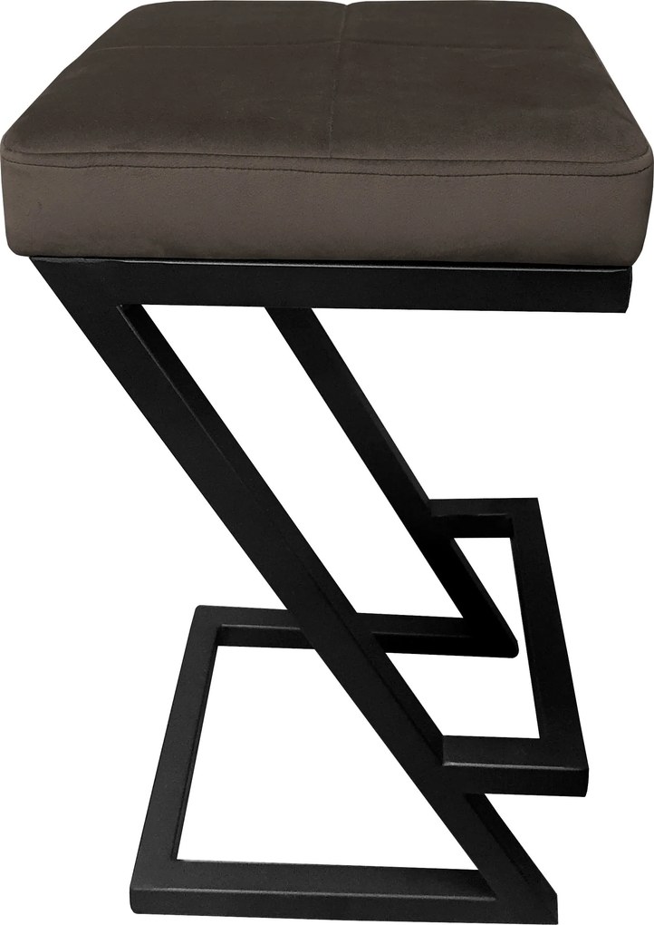 Hoker ZETA krzesło barowe tkanina Welur podstawa metalowa LOFT : Kolor Stelaża - Czarny , Kolor tkaniny - VELVET - MG05