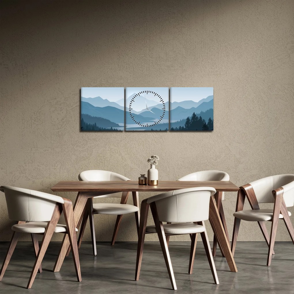 Obraz - Góry oczami grafika (z zegarem) (90x30 cm)
