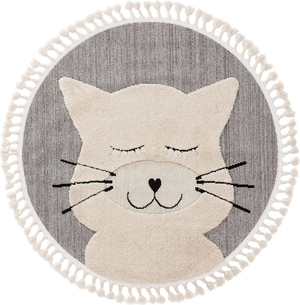 Szary dywan do pokoju dziecięcego z frędzlami MOMO